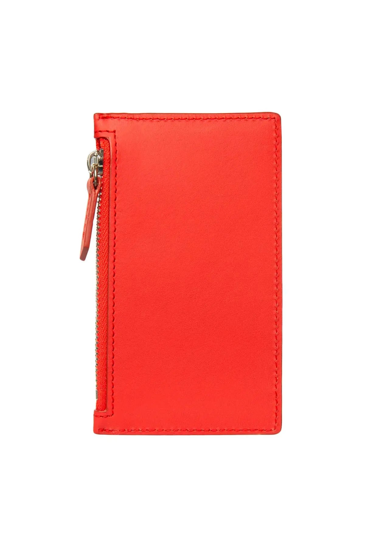 Leather Zip Card Holder - Coral Debonnaire