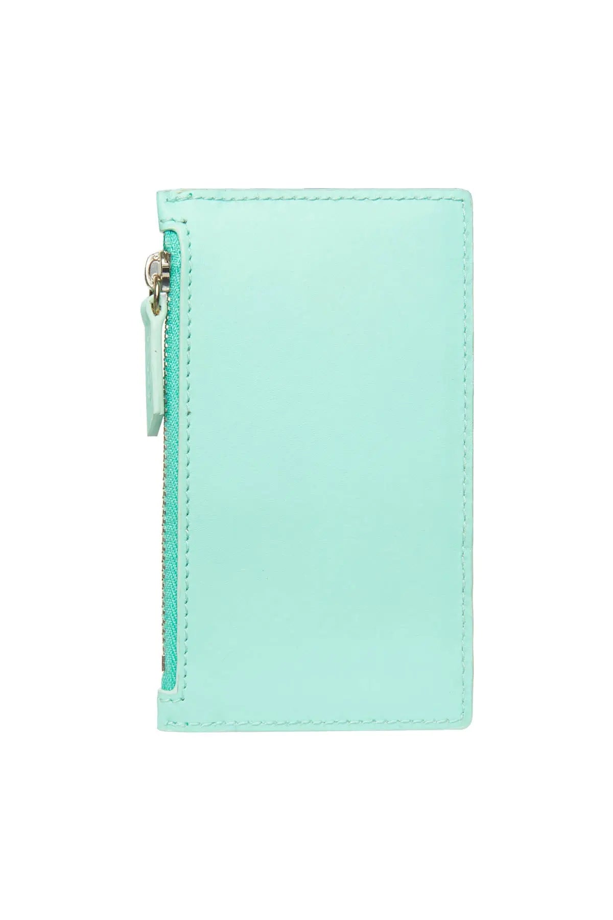 Leather Zip Card Holder - Tiffany Blue Debonnaire