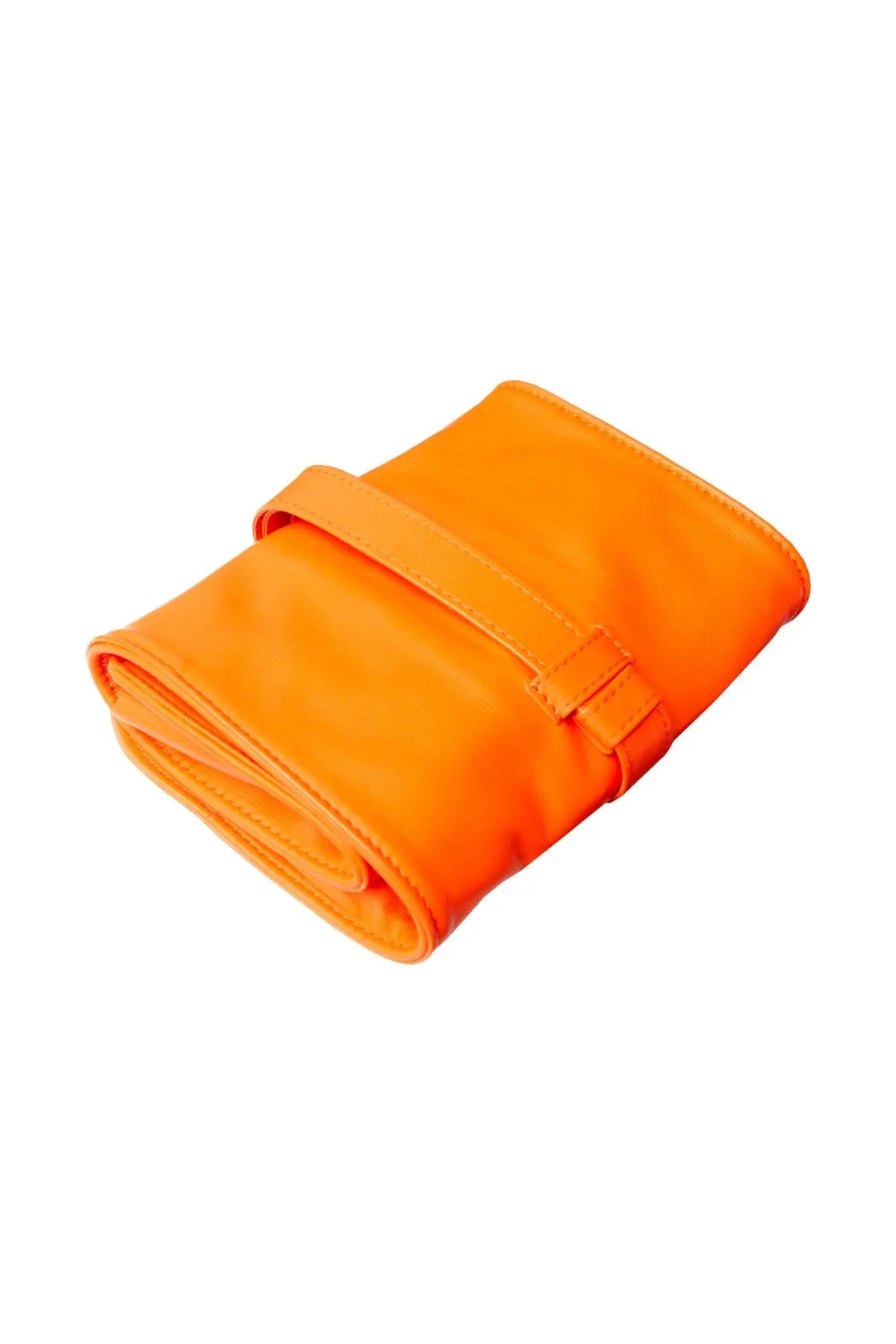 Lambskin Roll-Up Manicure Set - Orange Lorenzi