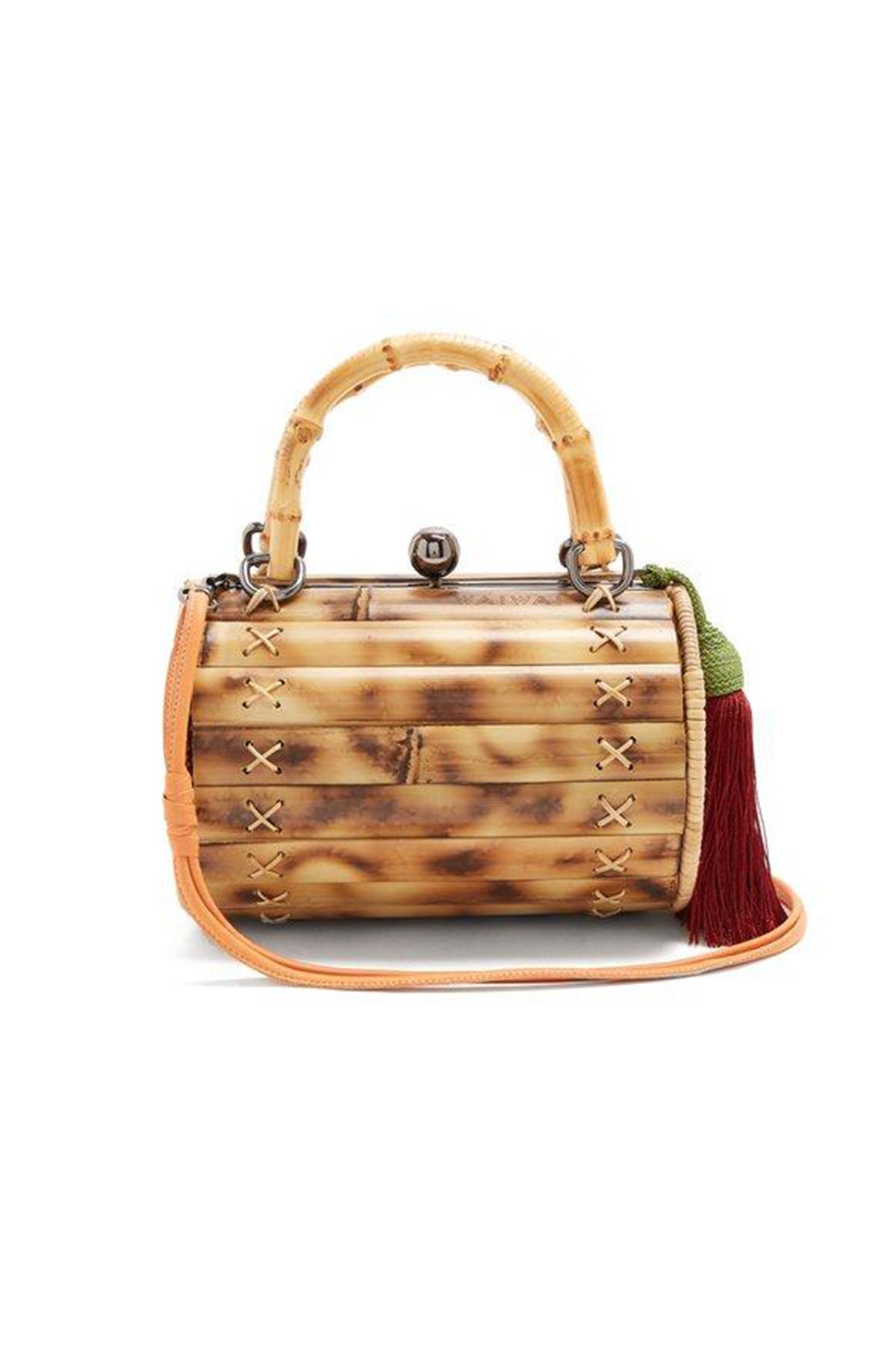 Alix Bamboo Bag with Red Tassel