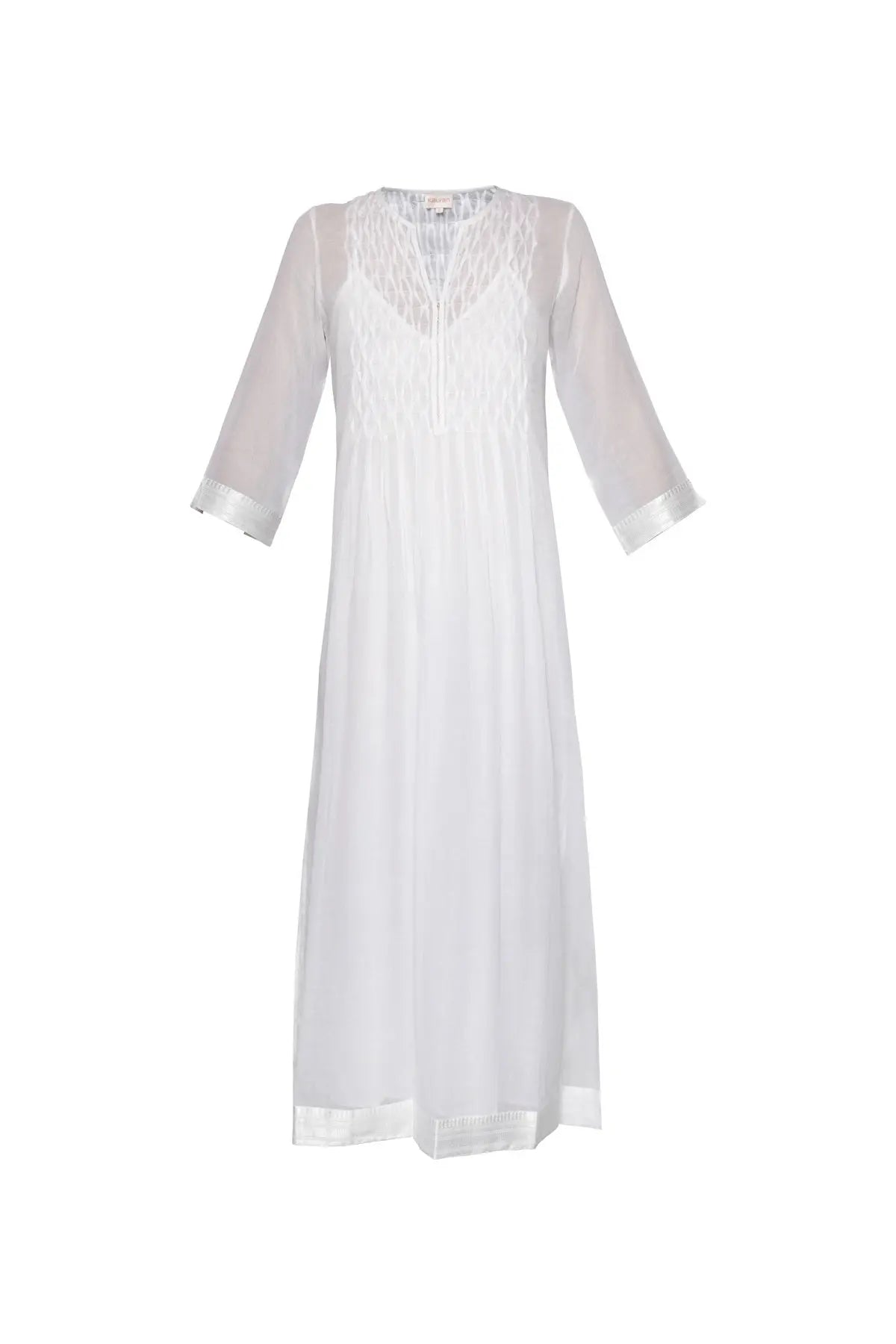 Datex Cotton Dress - White Kalyan