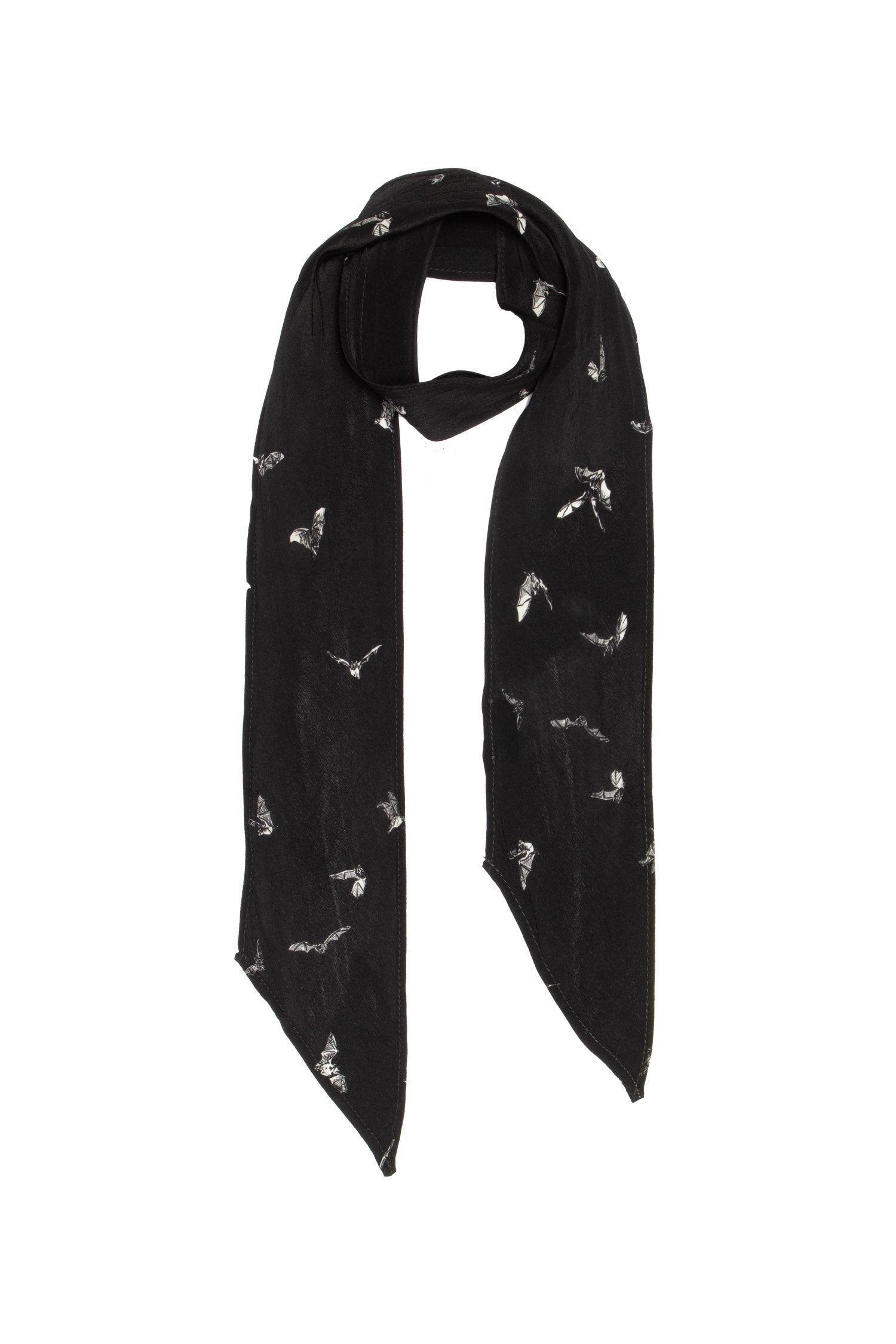 Silk Skinny Scarf - Bats