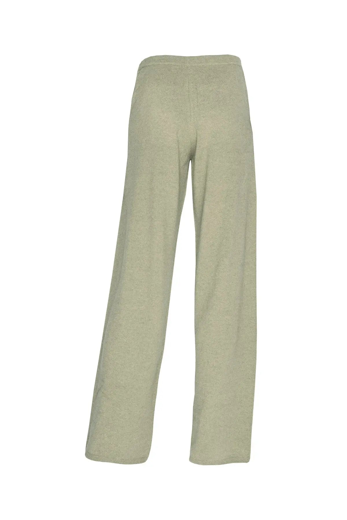 Men's Cashmere Flat Knit Trousers - Limestone Hawick Cashmere