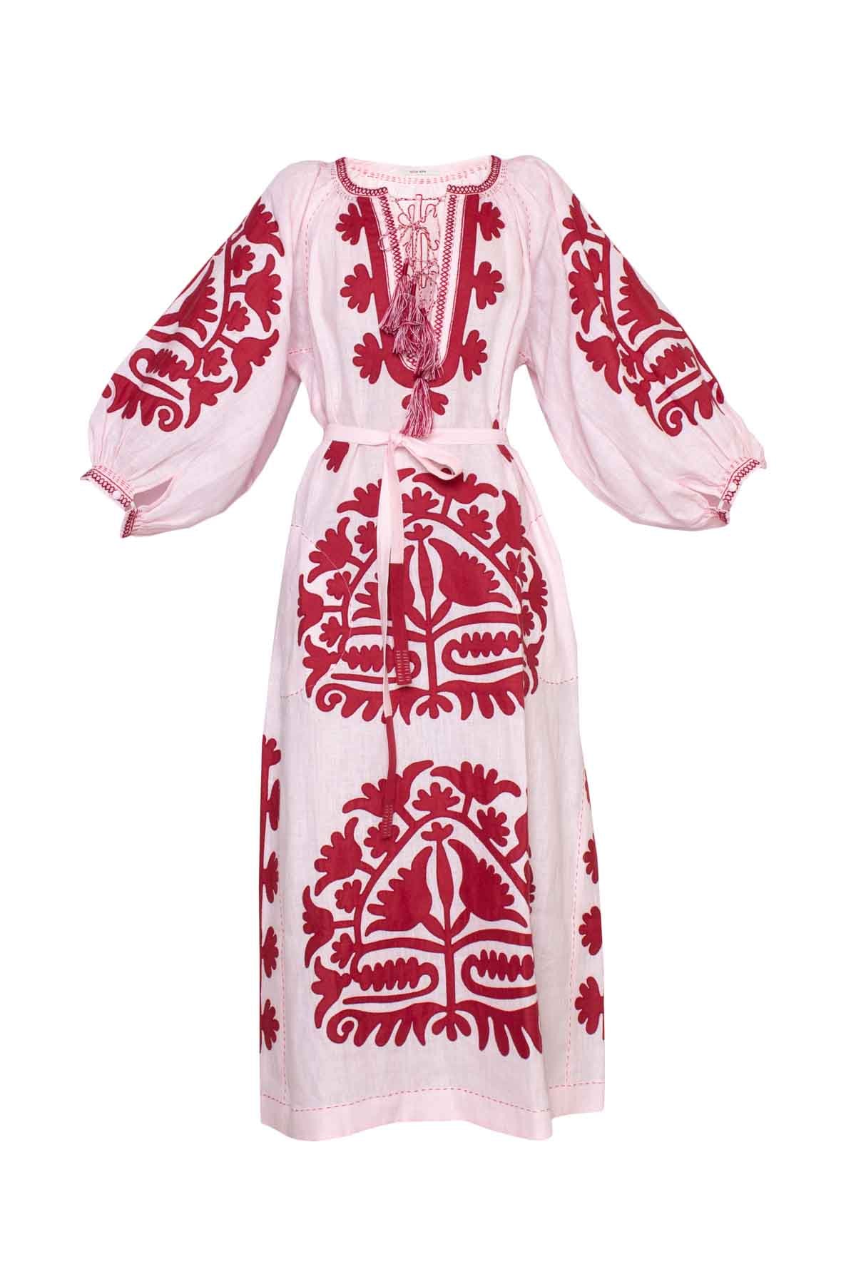 Shalimar Dress - Pink & Dark Red
