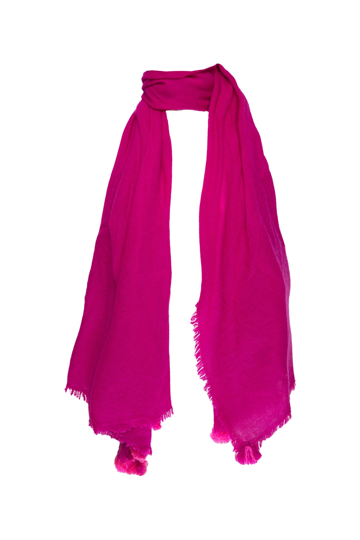 Cashmere Shawl With Tassels - Dark Fuchsia
