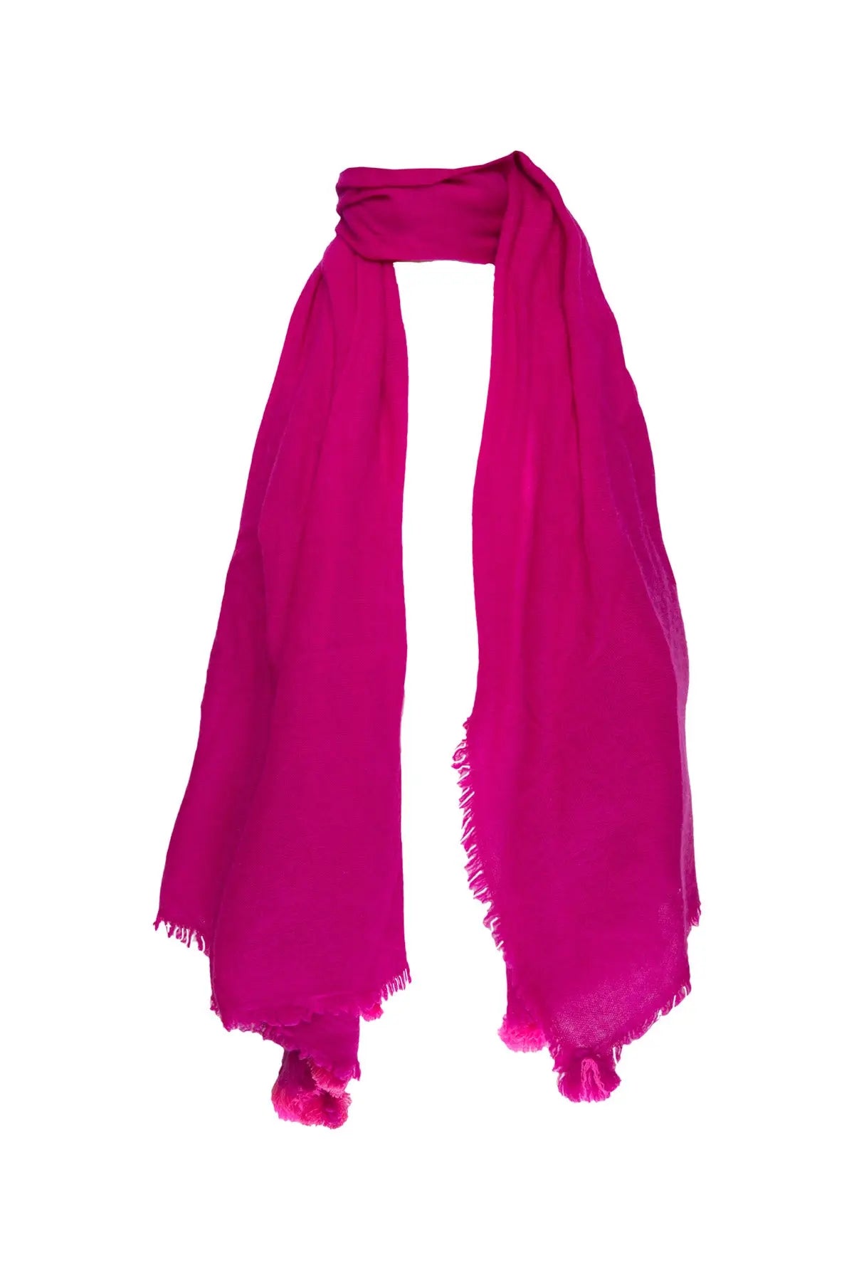 Cashmere Shawl With Tassels - Dark Fuchsia The Holy Goat