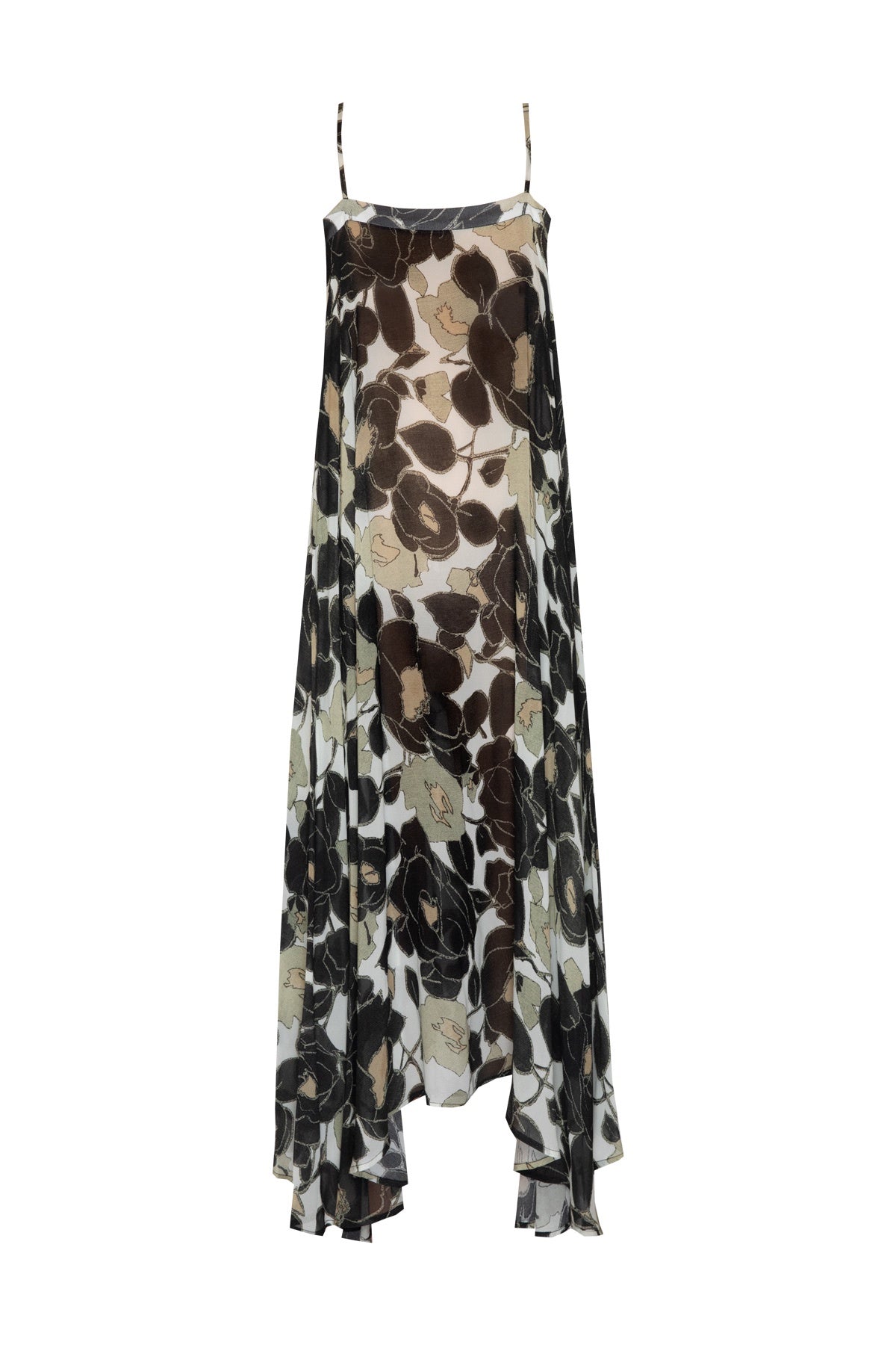 Silk Floral Circle Dress - Olive