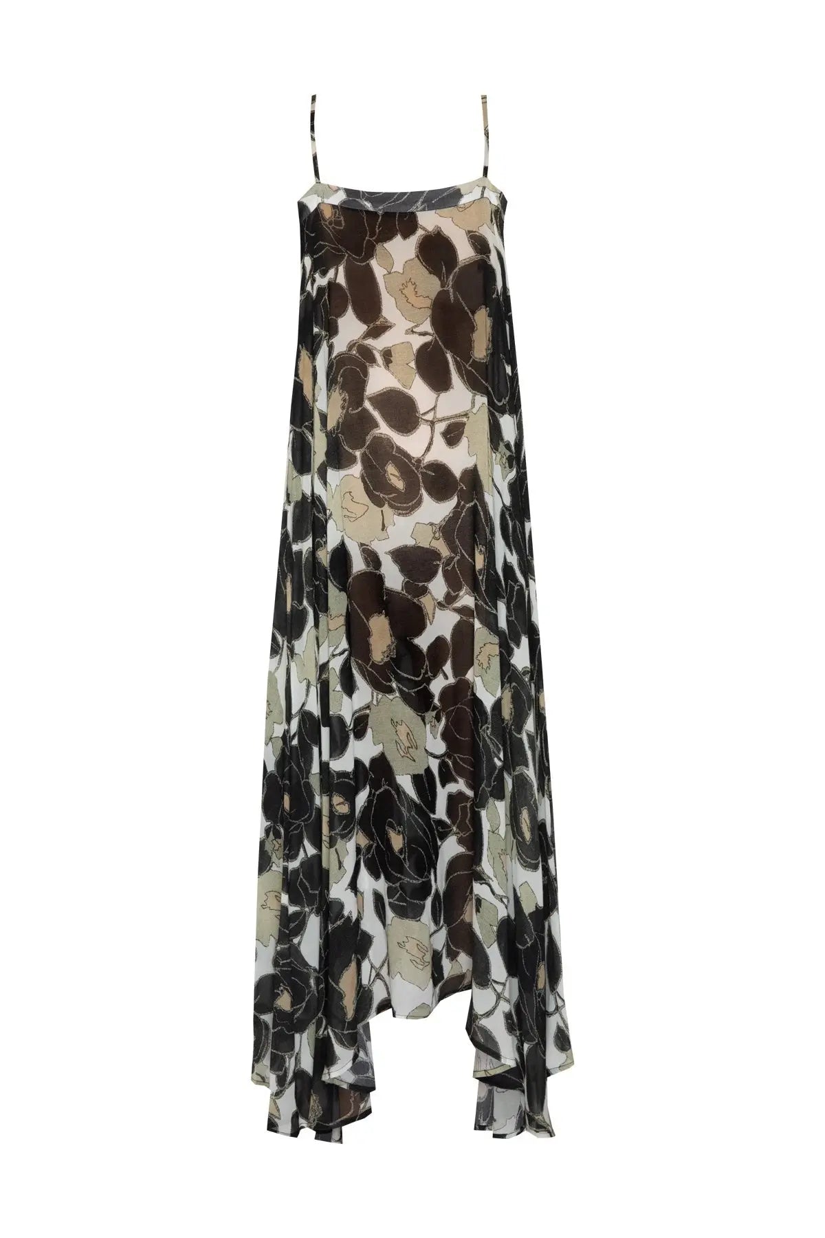 Silk Floral Circle Dress - Olive Debonnaire