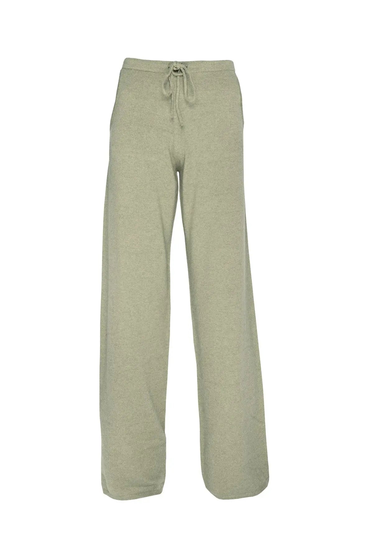 Men's Cashmere Flat Knit Trousers - Limestone Hawick Cashmere