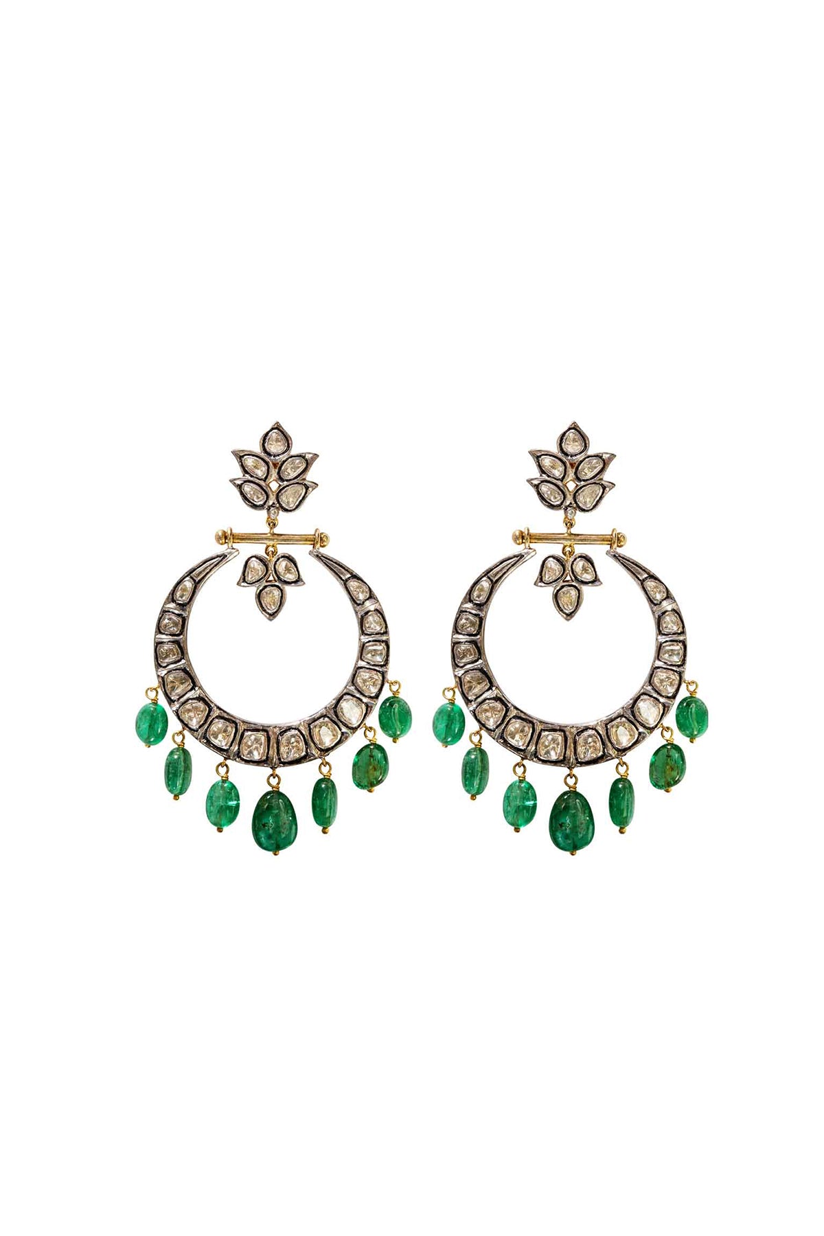 Diamond & Emerald Hoop Earrings