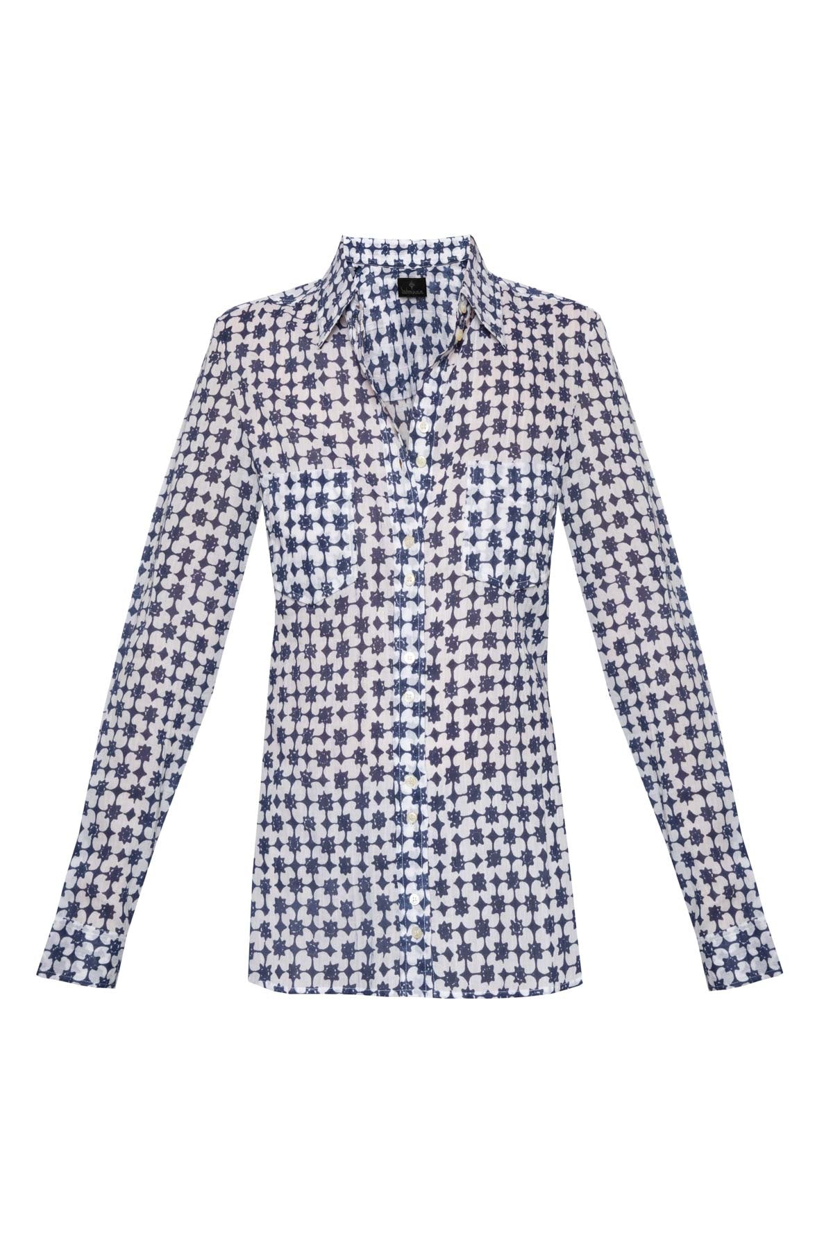 Women's Cotton Shirt - Navy Star