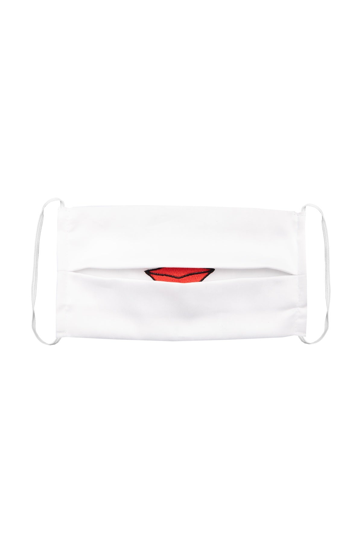 White Cotton Face Mask - Lips