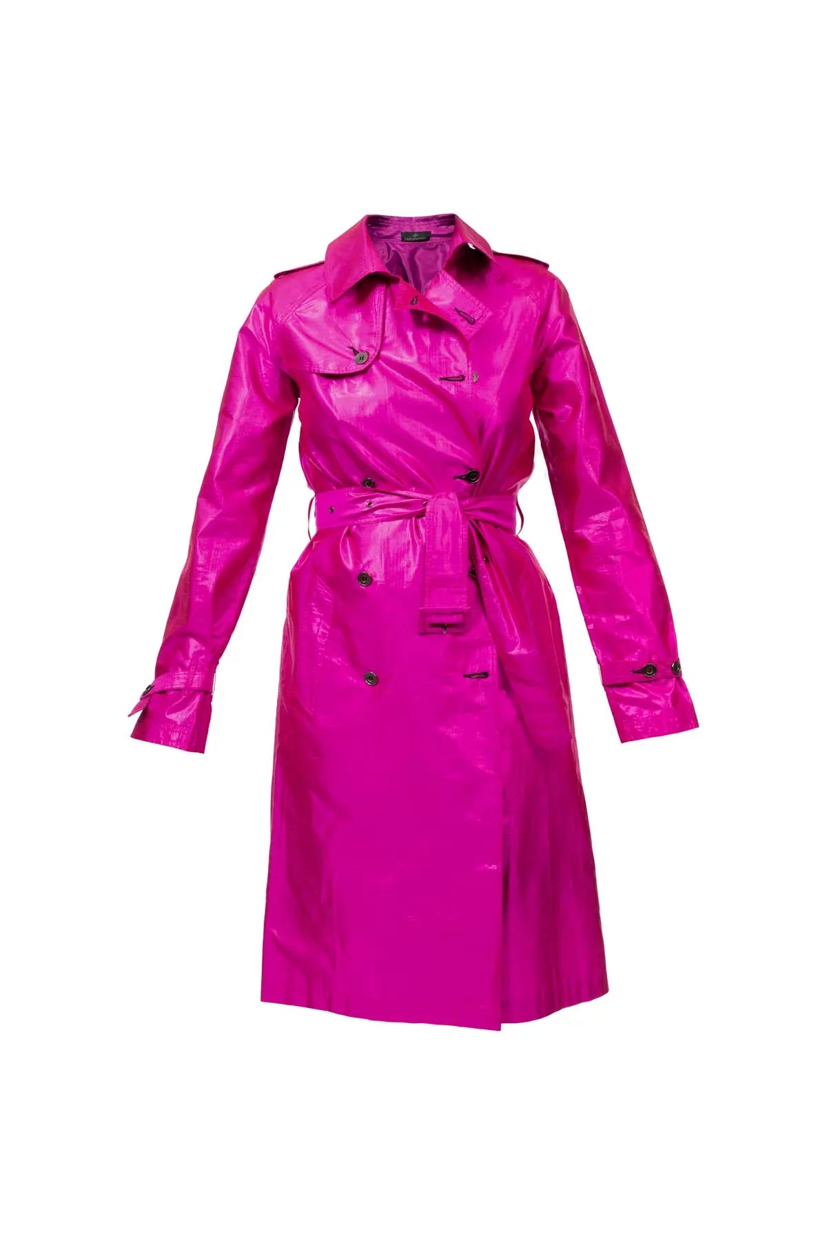 Metallic Silk Trench - Fuchsia Debonnaire
