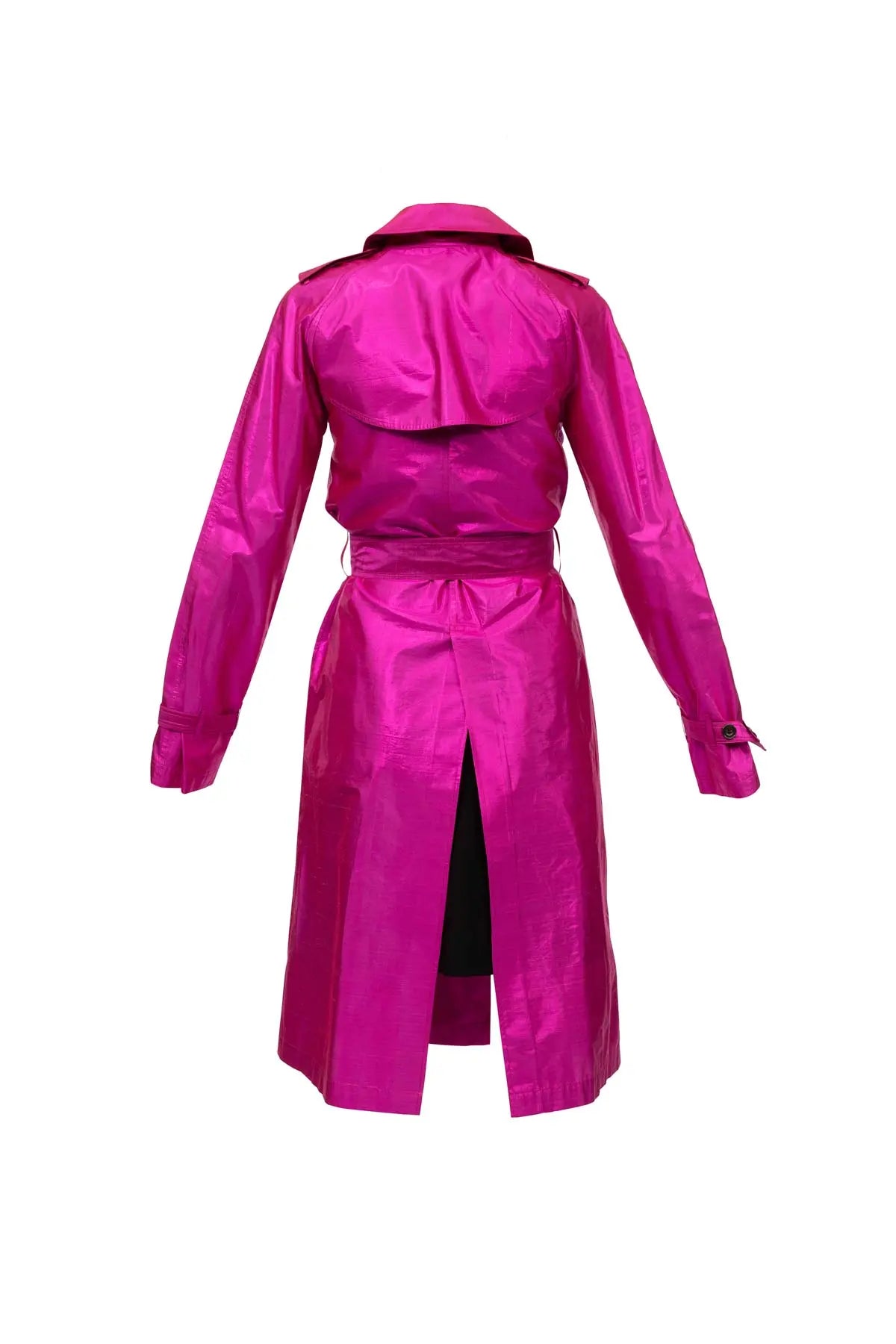 Metallic Silk Trench - Fuchsia Debonnaire