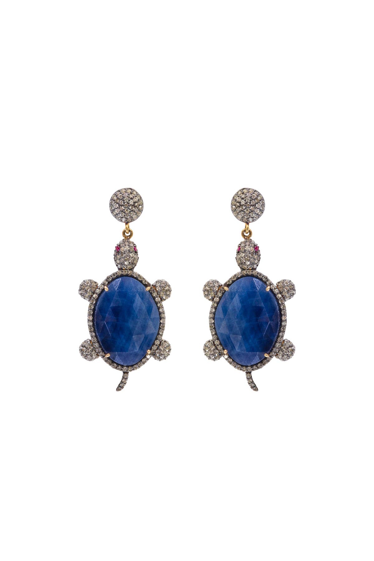 Turtle Sapphire & Diamond Earrings