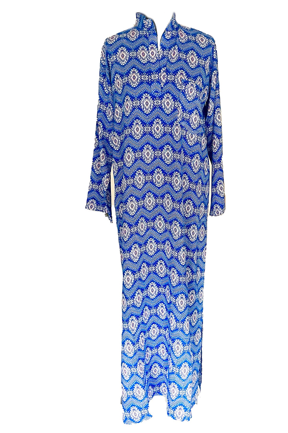 Women's Moroccan Abaya Kaftan - Blue Ikat