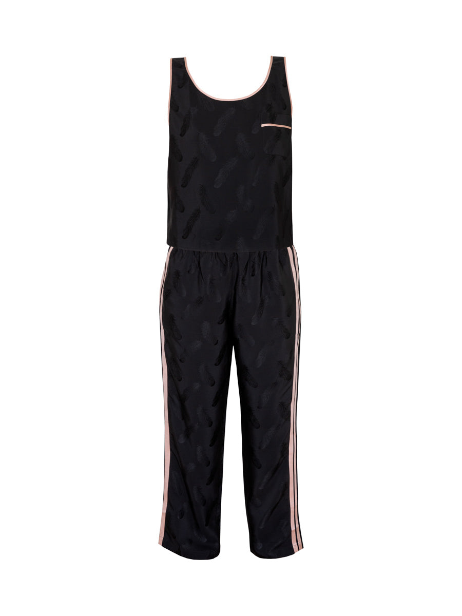 Black and Pink Silk Feather Yana Pants