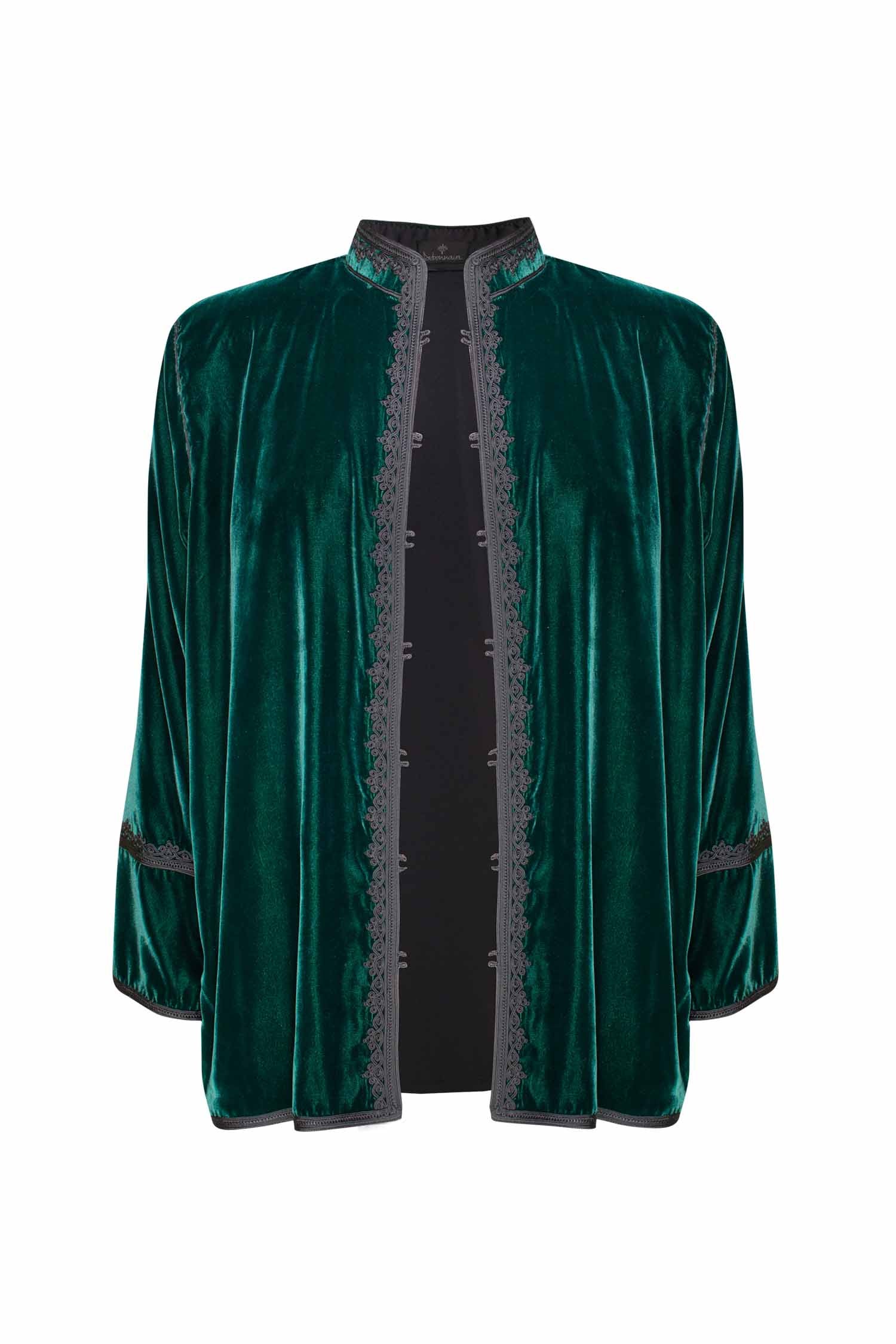 Men's Moroccan Velvet Jacket - Green