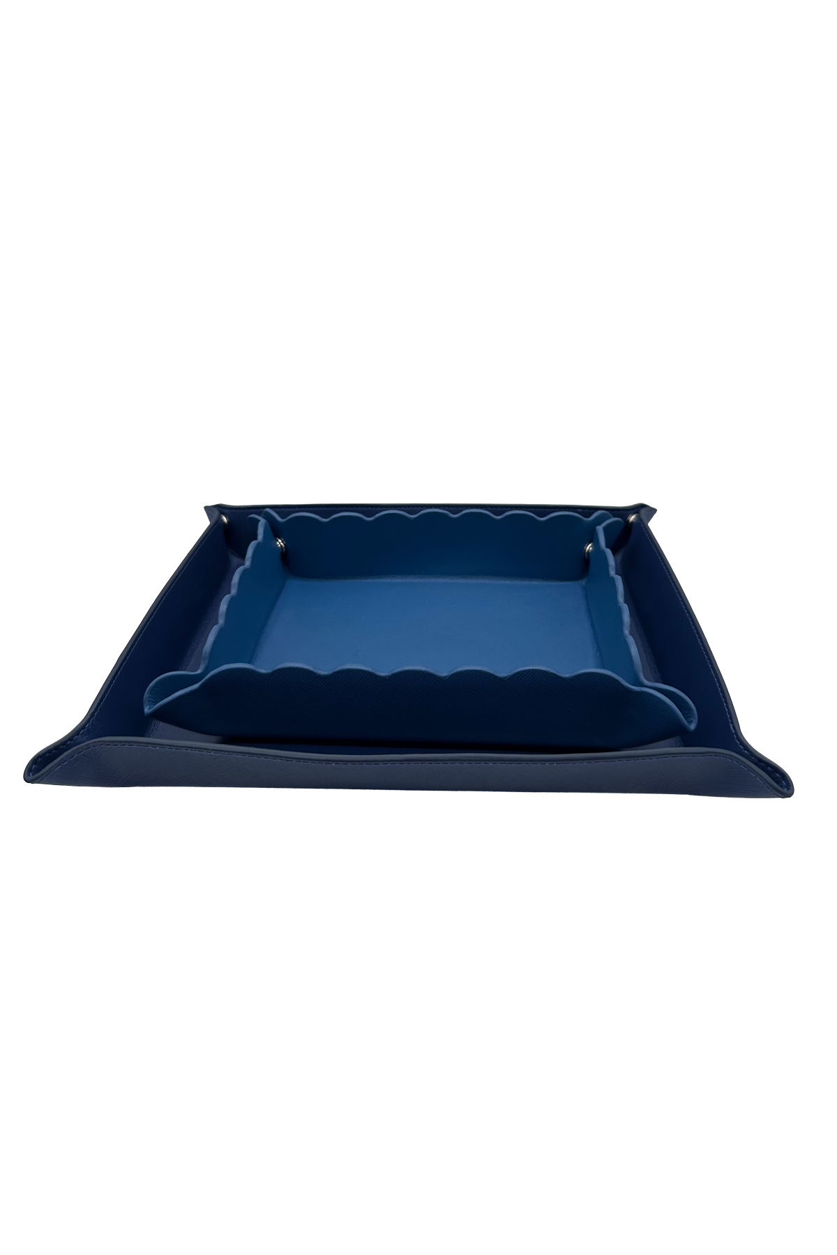 Small Scallop Leather Tray - Jeans Blue