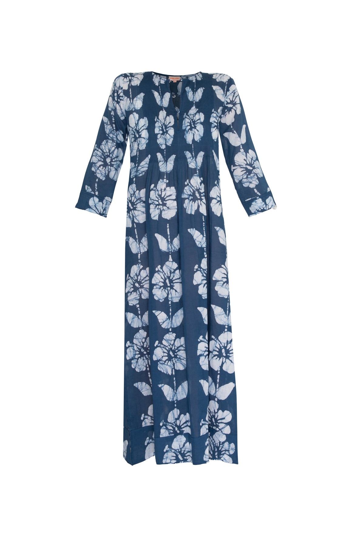 Heidi Dress - Blue Hibiscus Flower Cotton