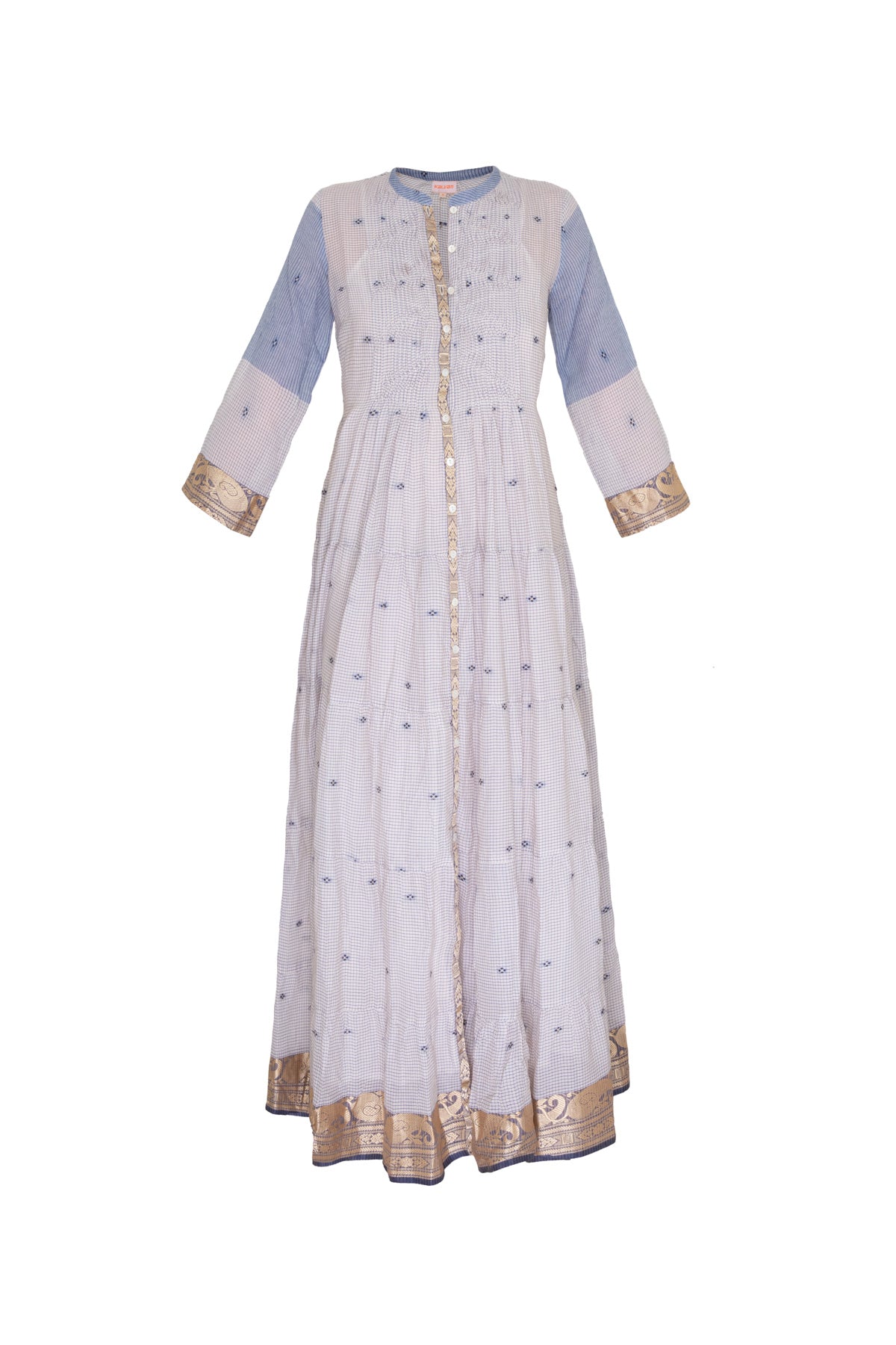 Longfrill Cotton Dress - Checkered