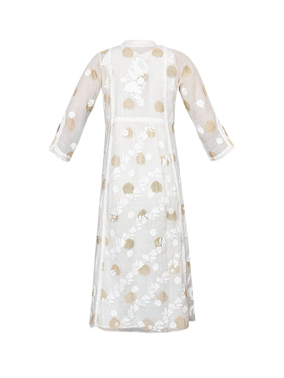 Piazza Gold Weave Dress - Ivory