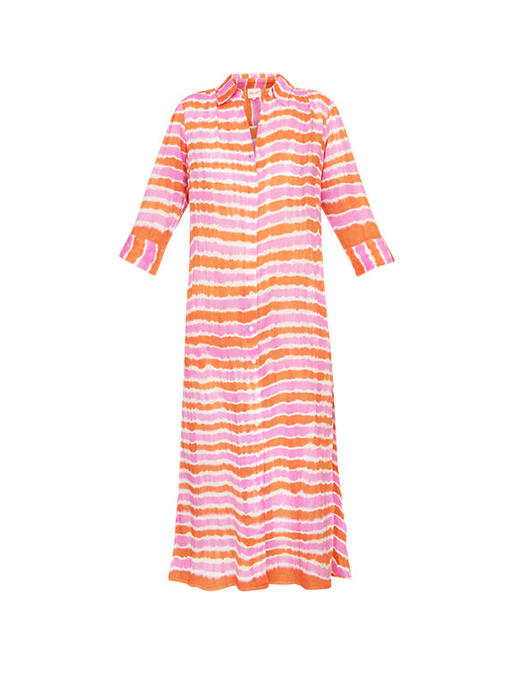 Masako Dress - Tye Dye Orange & Pink