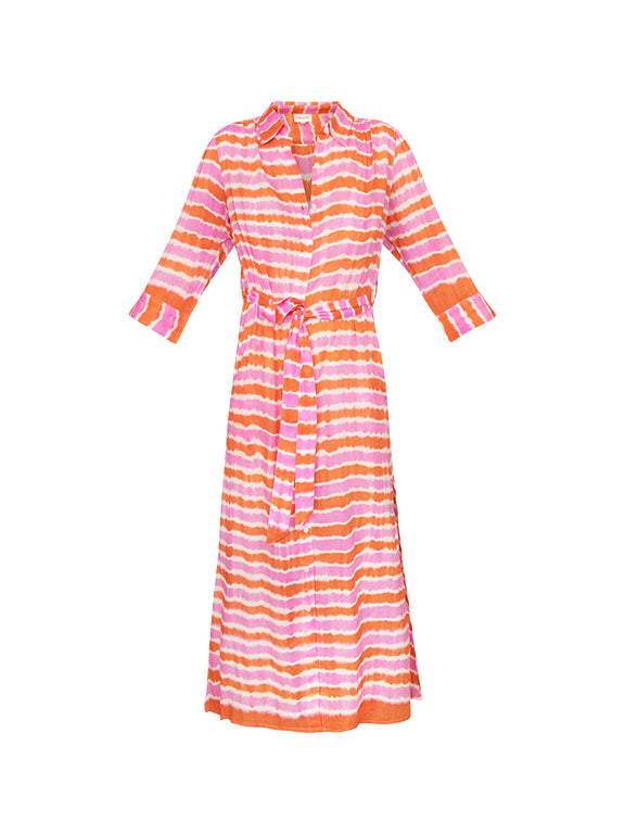 Masako Dress - Tye Dye Orange & Pink