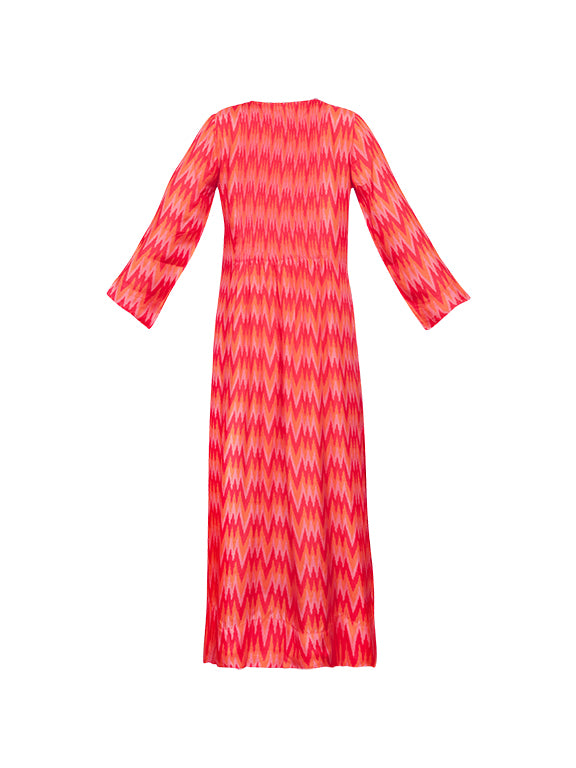 Heidi Silk Dress - Orange Ikat