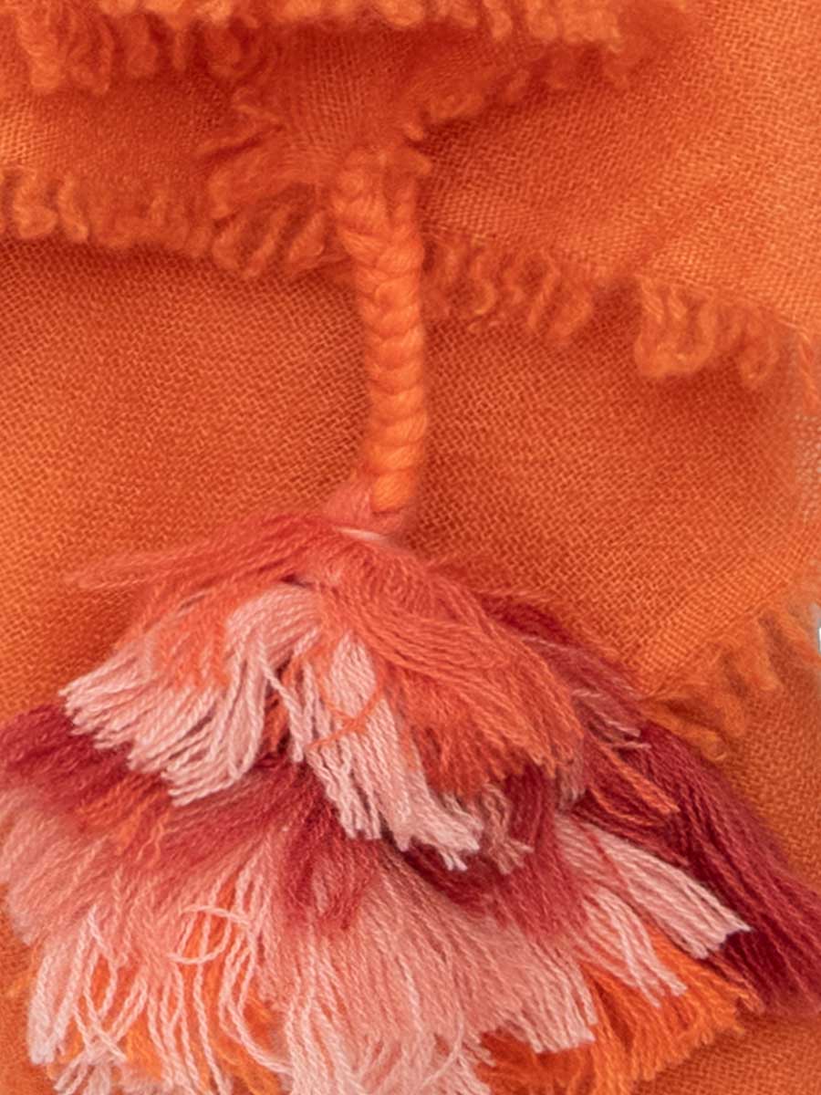 Cashmere Shawl With Tassels - Burnt Brick