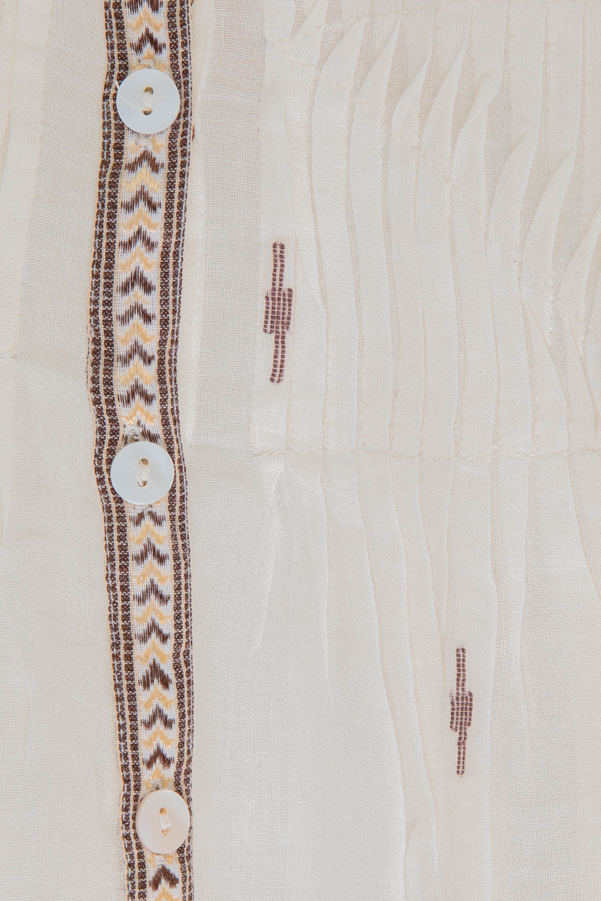 Longfrill Cotton Dress - Cream & Brown