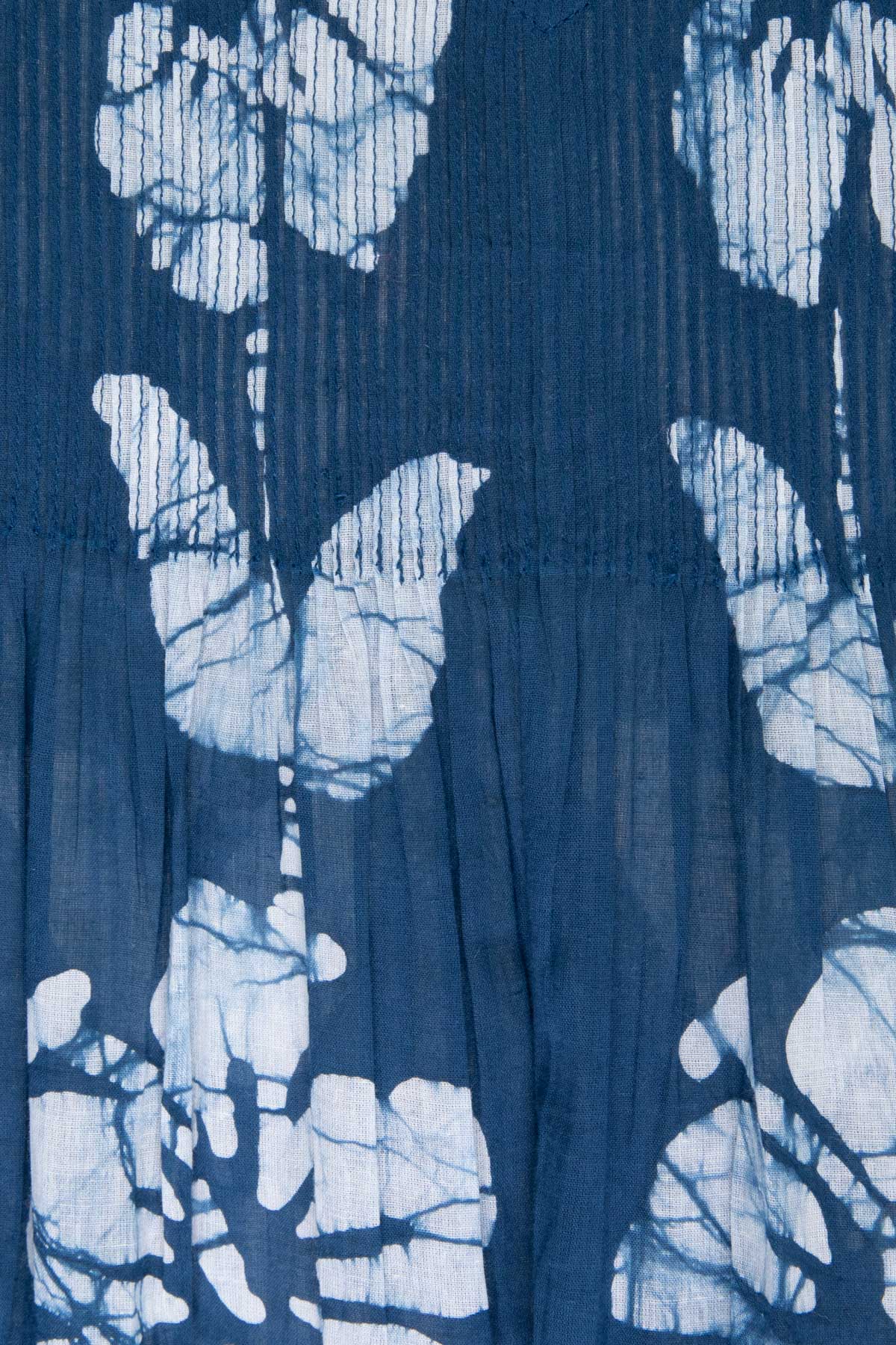 Heidi Dress - Blue Hibiscus Flower Cotton