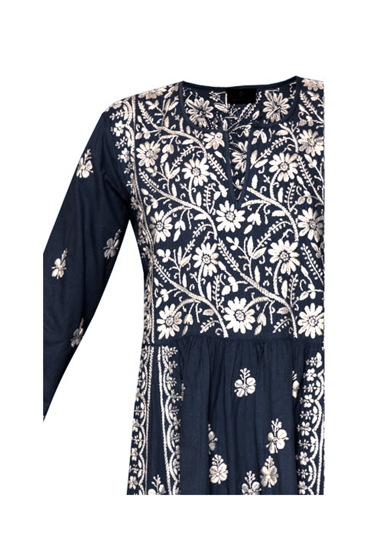 Cotton Embroidered Dress - Indigo
