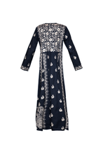 Load image into Gallery viewer, Cotton Embroidered Dress - Indigo