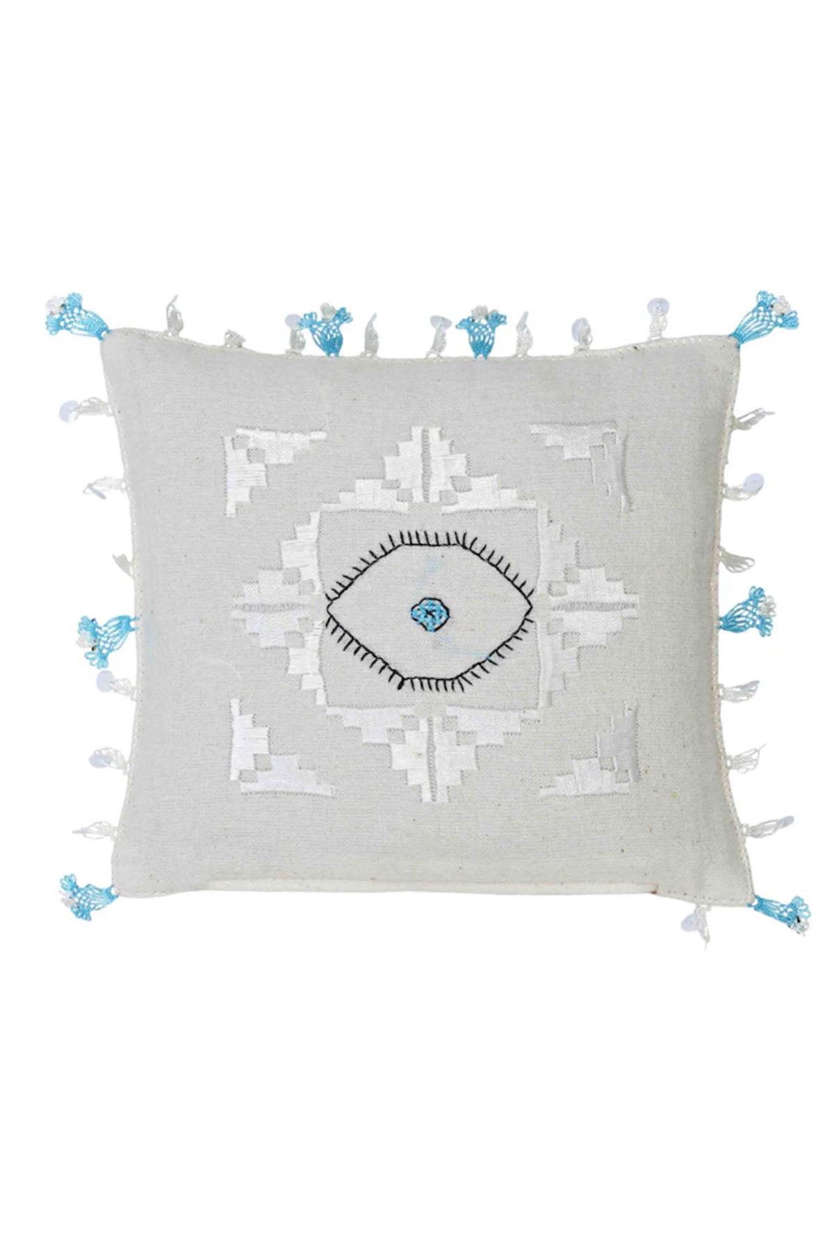 Lavender Cushion - Evil Eye Tassels