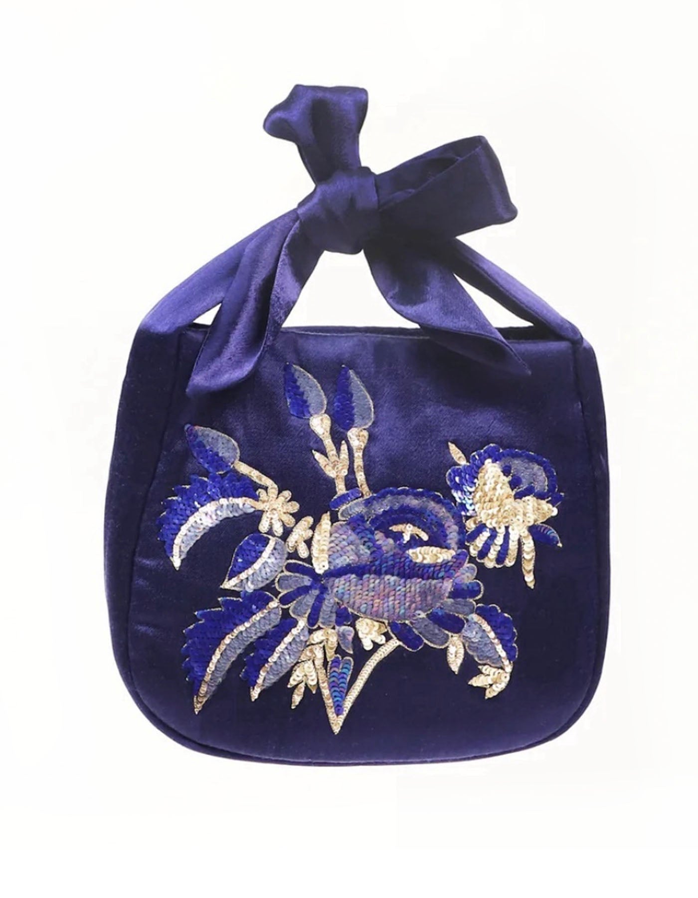 Sequin Knot Purse - Navy