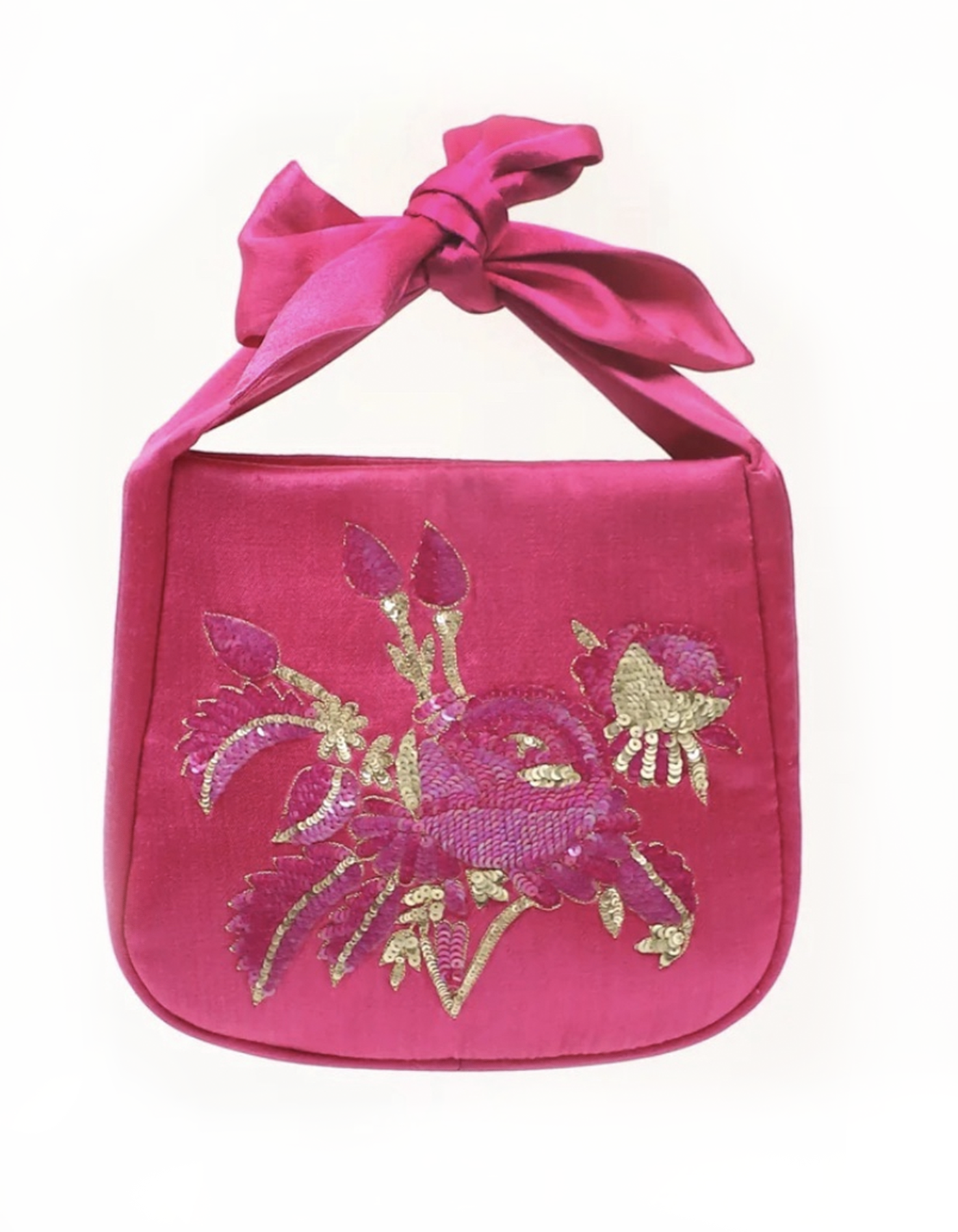 Sequin Knot Purse - Hot Pink