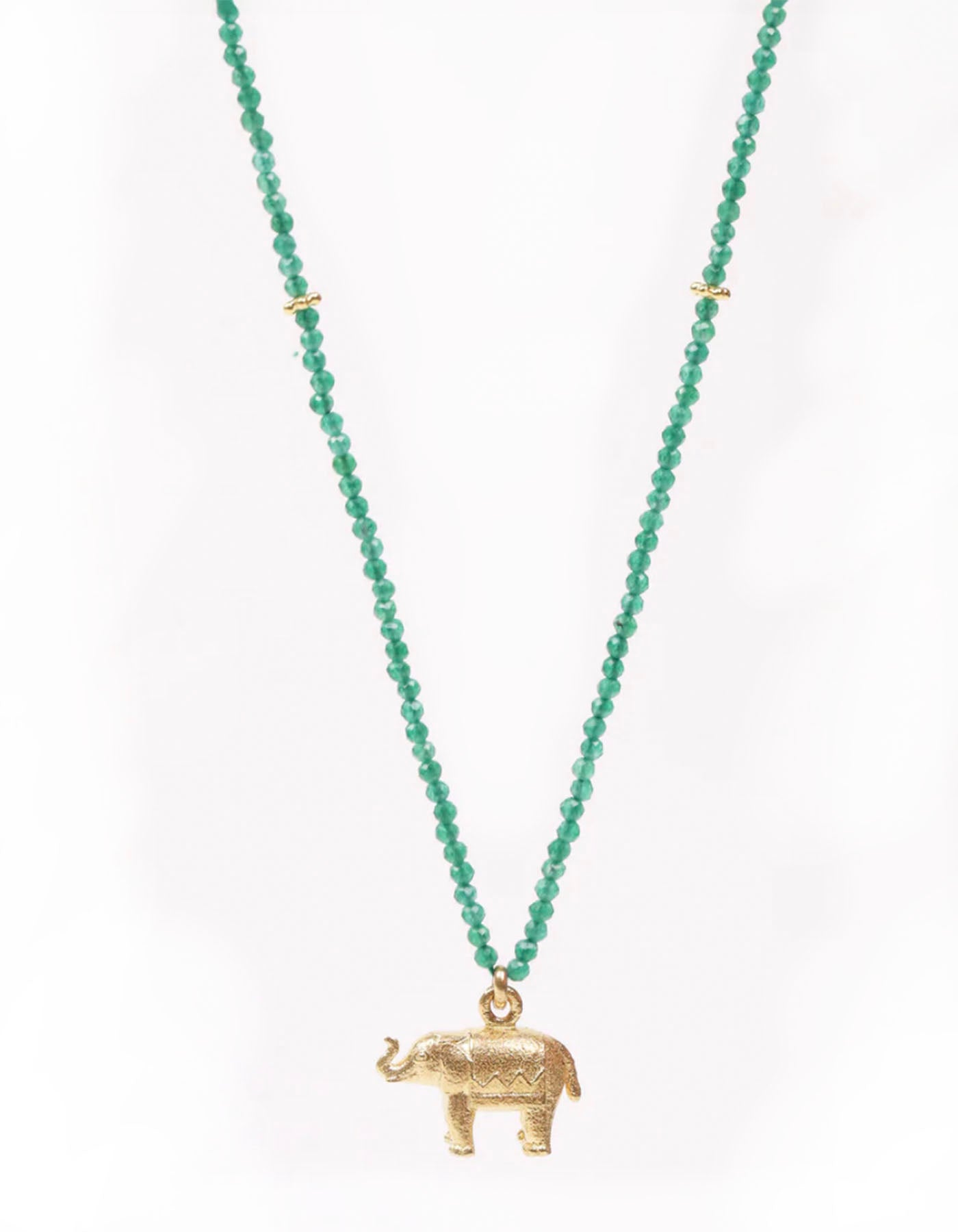 Elephant Necklace - Green Onyx