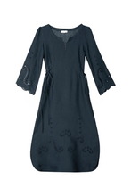 Load image into Gallery viewer, Iphigenia Linen Midi Dress - Midnight Blue