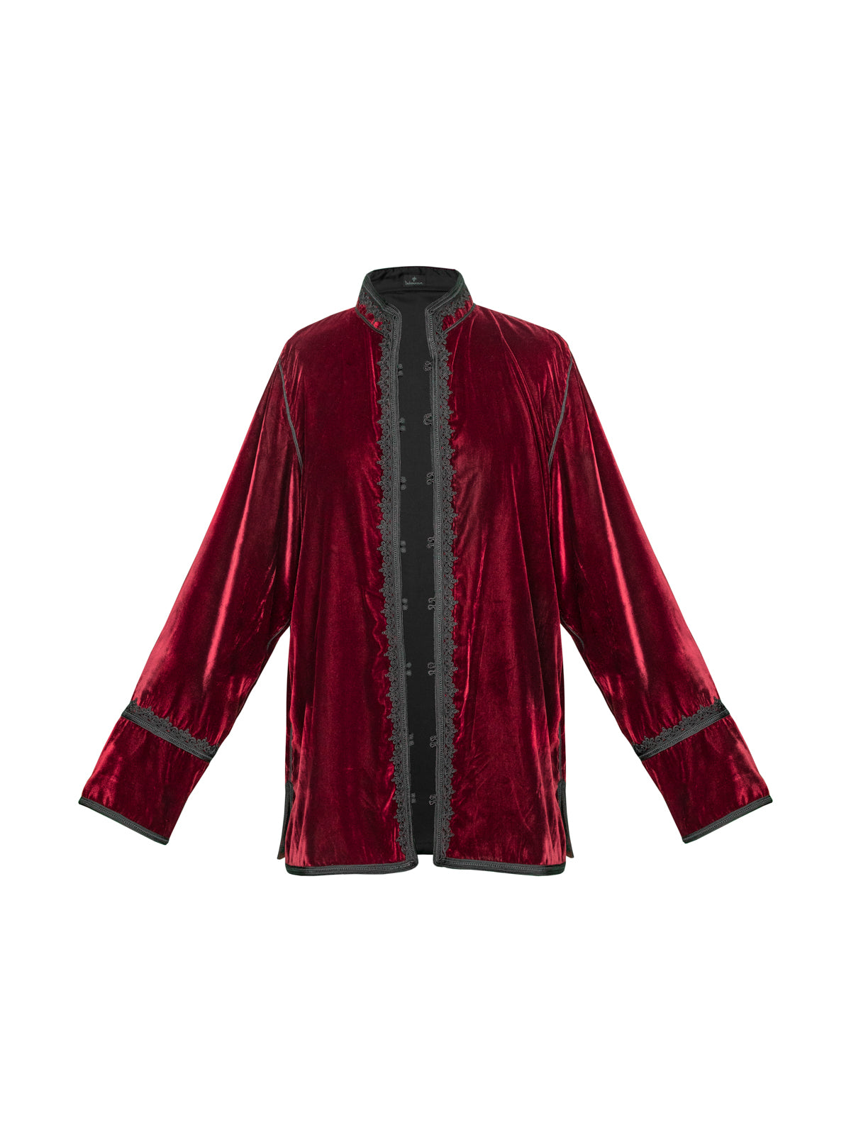 Men's Moroccan Velvet Jacket - Burgundy