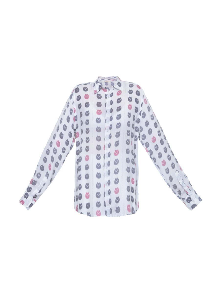 Men's Printed Shirt - Cat Print