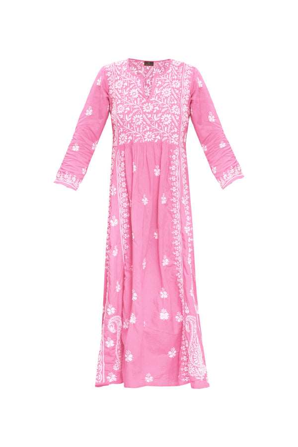 Cotton Embroidered Dress - Soft Pink