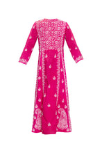 Load image into Gallery viewer, Cotton Embroidered Dress - Bright Pink