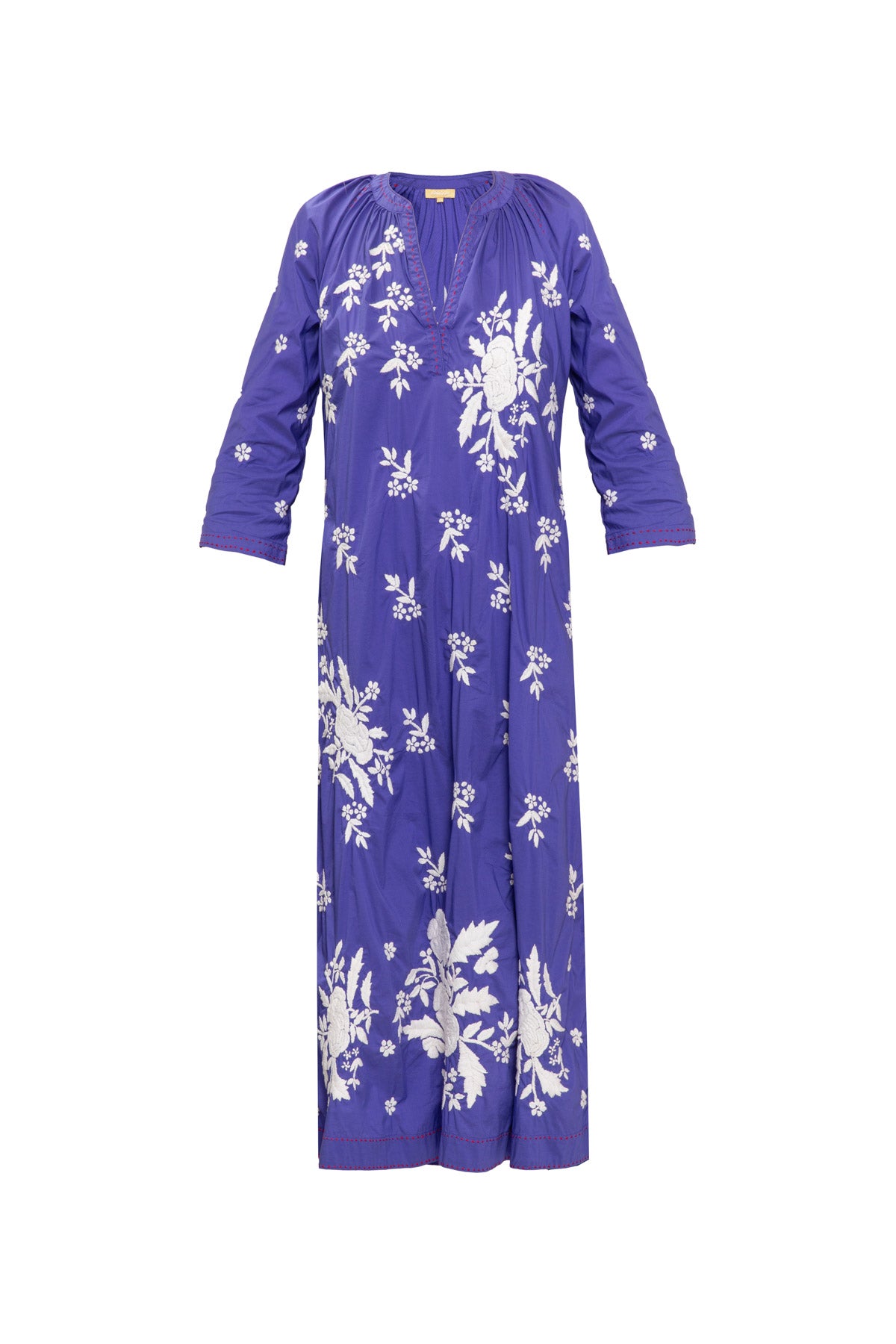 Sencha Embroidered Cotton Dress - Purple