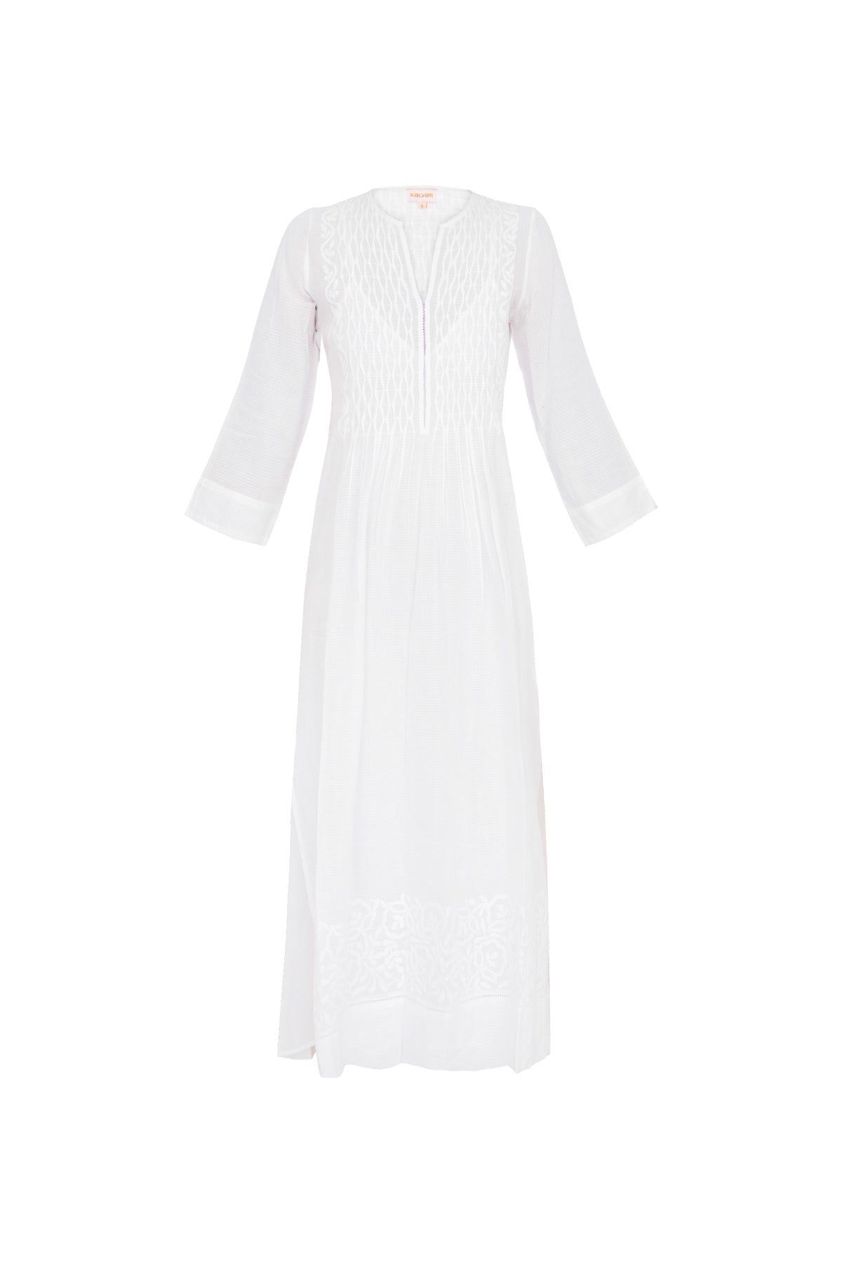 Datex Cotton Dress - Embroidered White