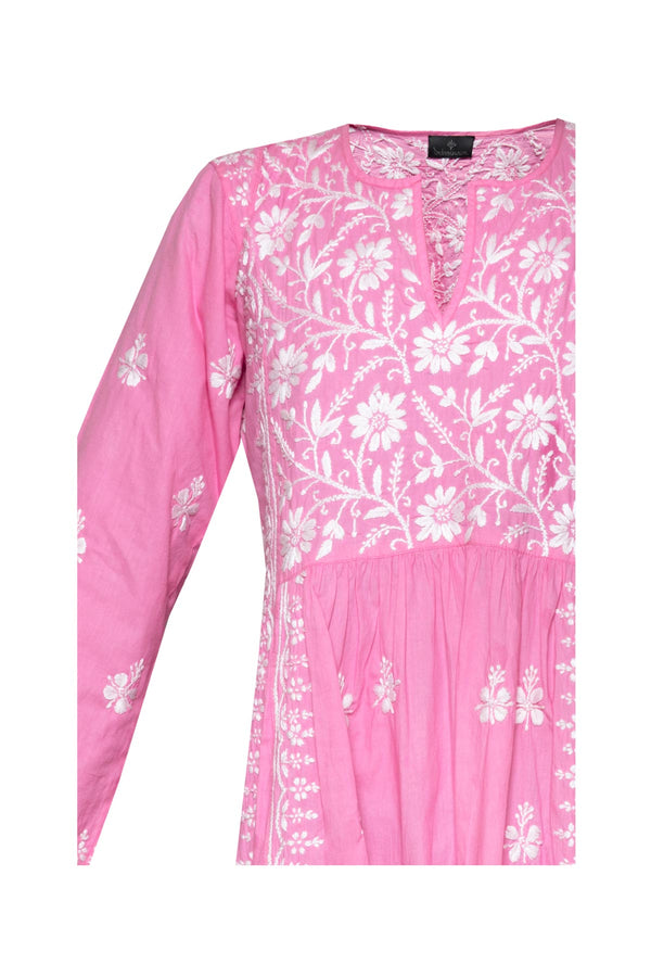 Cotton Embroidered Dress - Soft Pink
