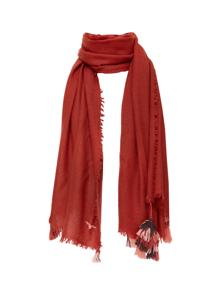 Cashmere Shawl With Tassels - Carnelian