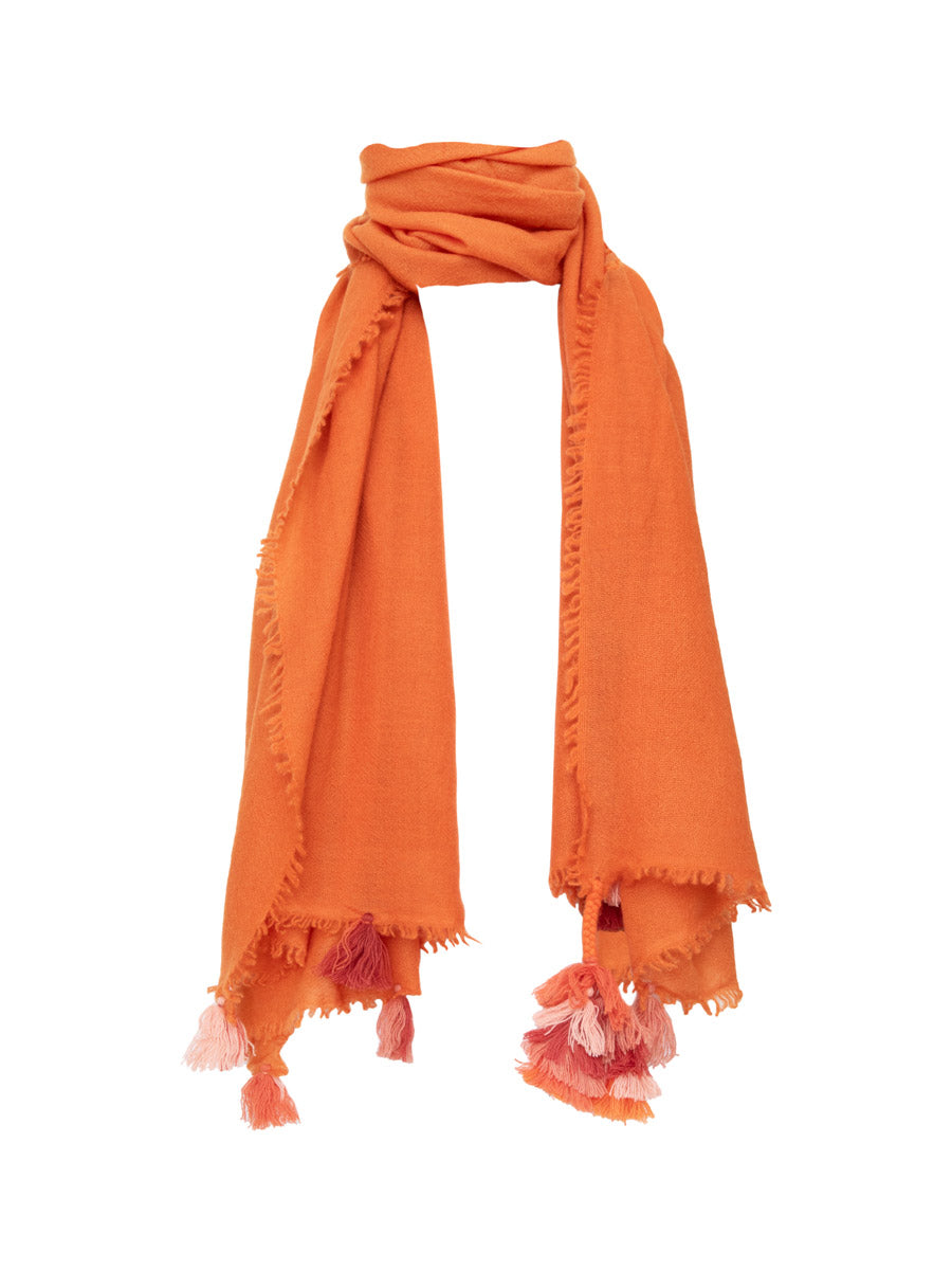 Cashmere Shawl With Tassels - Burnt Brick