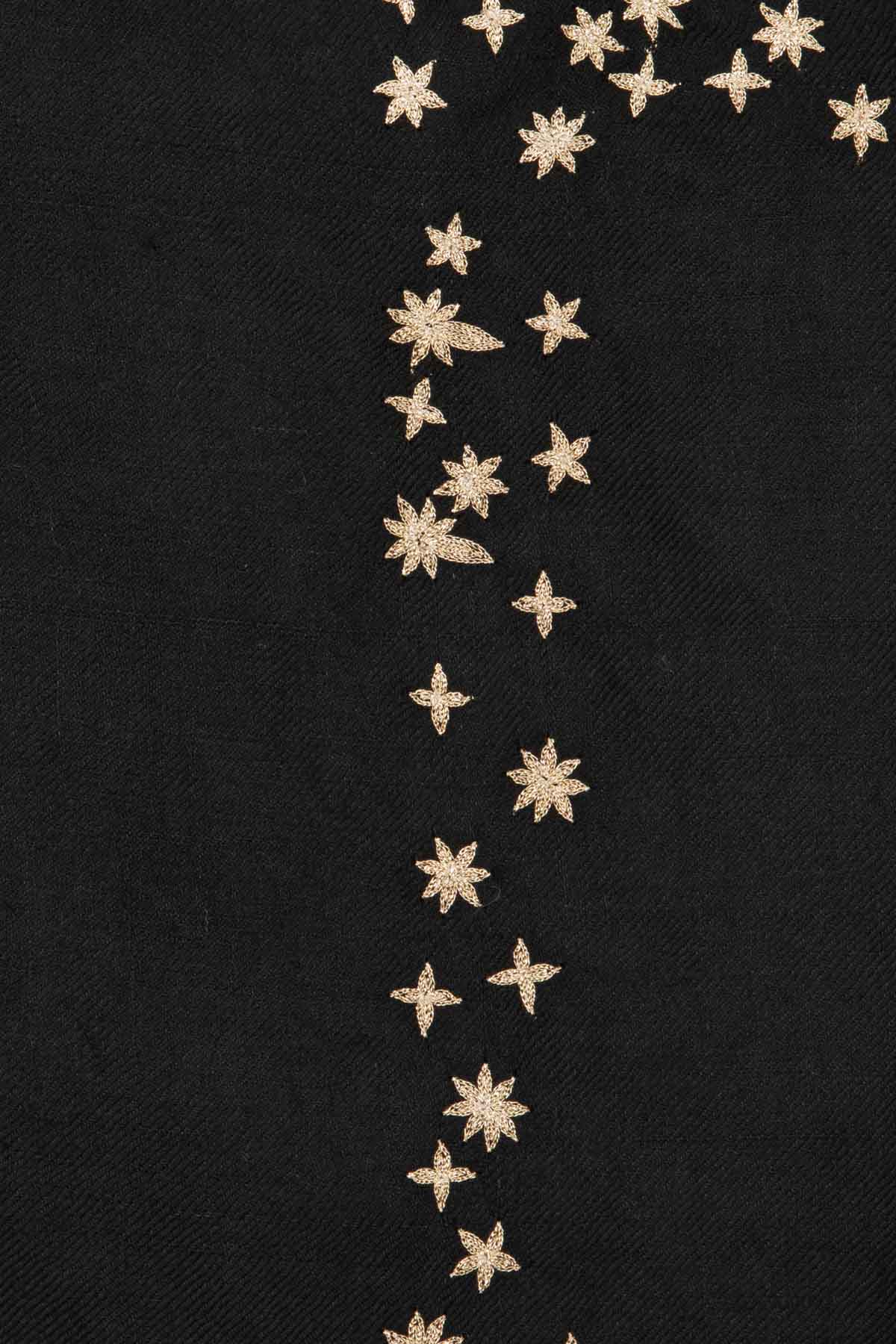 Vintage Metallic Stars Embroidered Pashmina Shawl