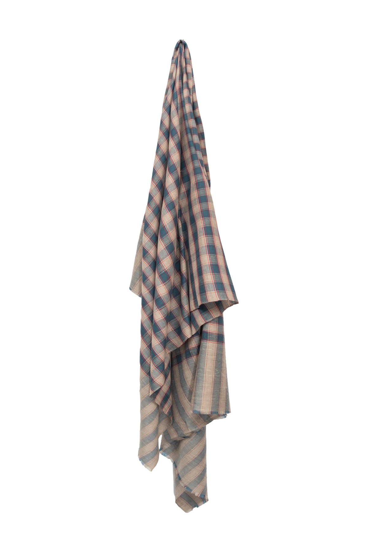 Pashmina Shawl - Blue & Red Check